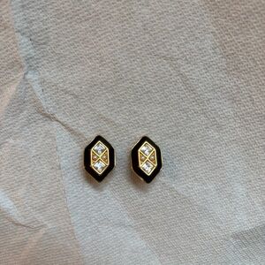 Monet Black and Gold Geometric Earrings